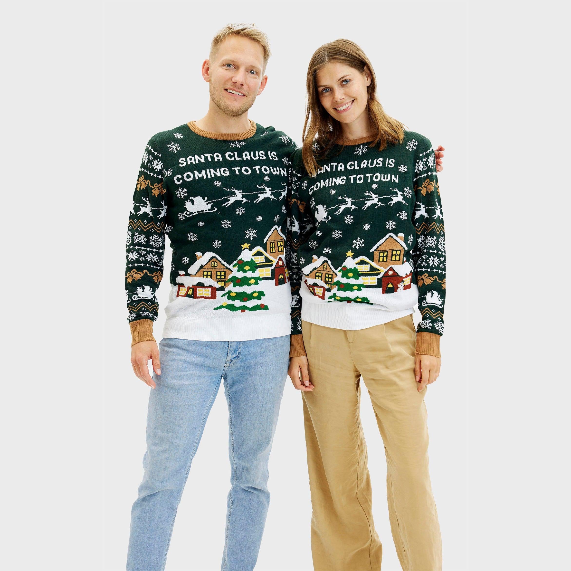 Santa Claus Is Coming To Town LED Green β Men